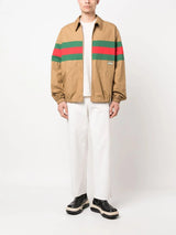 GucciWeb-Stripe Zip-Up Cotton Shirt Jacket at Fashion Clinic