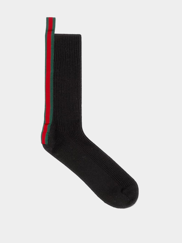GucciWool Blend Black Socks With Web at Fashion Clinic