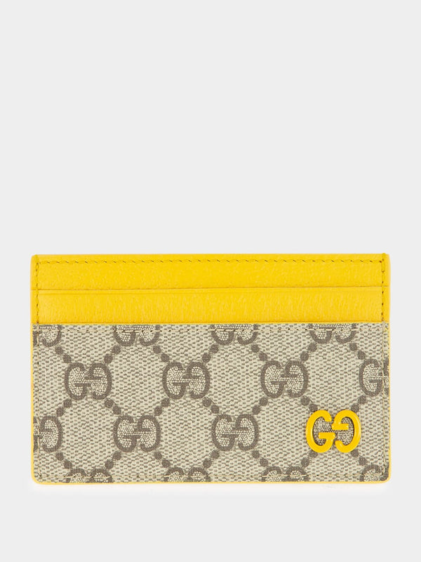 GucciYellow Leather Trim Gg Detail Cardholder at Fashion Clinic