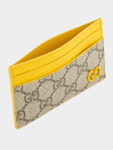 GucciYellow Leather Trim Gg Detail Cardholder at Fashion Clinic