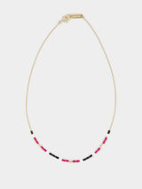 Isabel MarantChain-Link Beaded Pink Necklace at Fashion Clinic