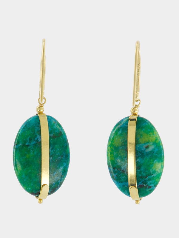 Isabel MarantGemstone-Embellished Green Drop Earrings at Fashion Clinic