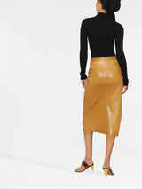 Isabel MarantLeather Midi Skirt at Fashion Clinic