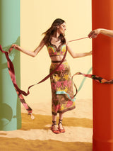La DoubleJBaia Floral-Print Midi Skirt at Fashion Clinic