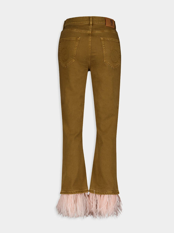 La DoubleJFeather-Trim Cropped Trousers at Fashion Clinic