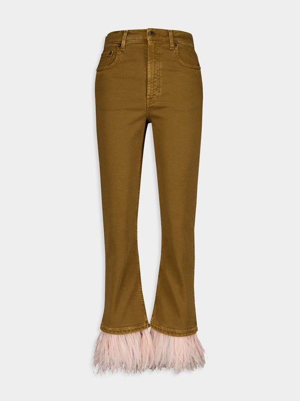 La DoubleJFeather-Trim Cropped Trousers at Fashion Clinic