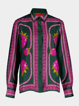La DoubleJLampone Placée Emerald Silk Twill Shirt at Fashion Clinic