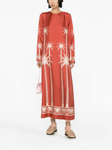 La DoubleJPalm Tree-Print Silk Maxi Dress at Fashion Clinic