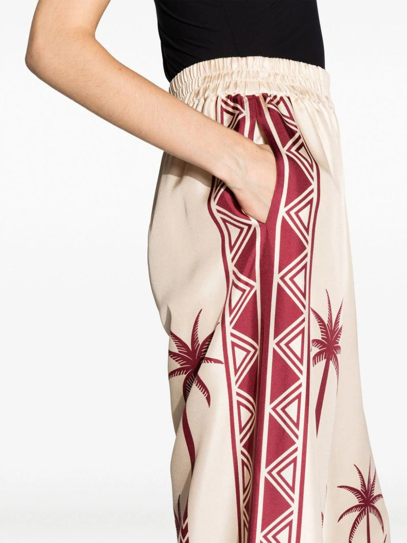La DoubleJPalm Tree-Print Silk Trousers at Fashion Clinic