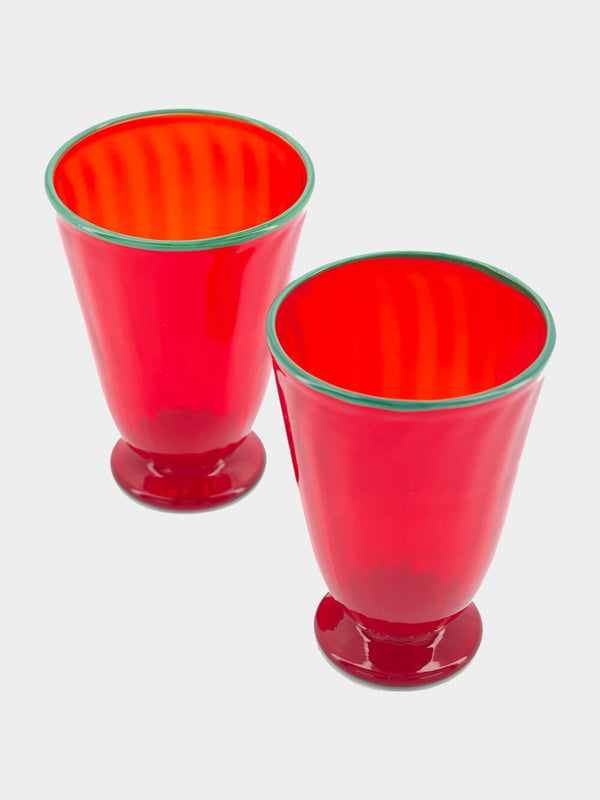La DoubleJSet of 2 Red Murano Glasses at Fashion Clinic