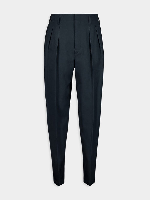 LemairePleated Tapered Wool Pants at Fashion Clinic