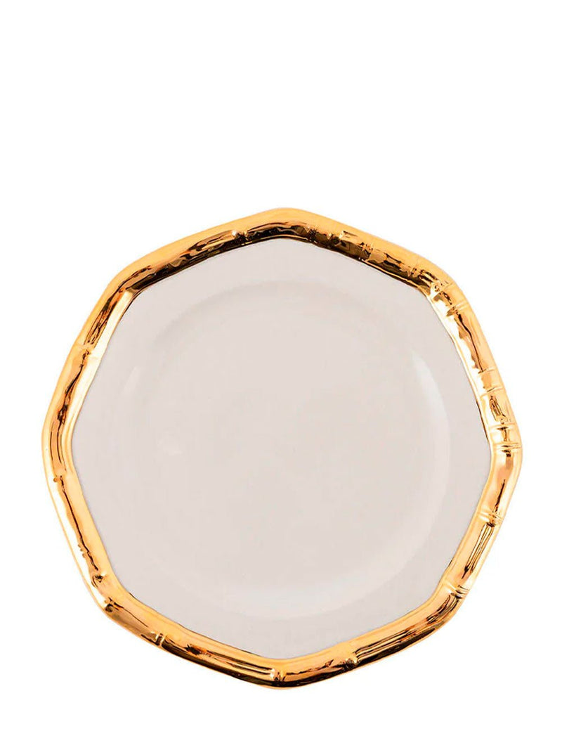 Les OttomansBamboo Dinner Plate with gold trim at Fashion Clinic
