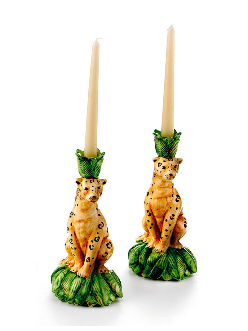 Les OttomansSet of Two Leopard Ceramic Candle Holders at Fashion Clinic