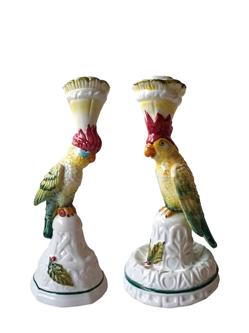 Les OttomansSet of Two Parrot Ceramic Candle Holders at Fashion Clinic
