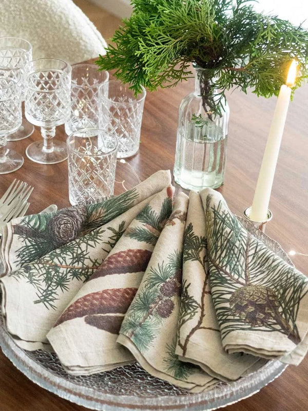 LinoroomSet of 6 Conifers Trees Linen Napkins at Fashion Clinic