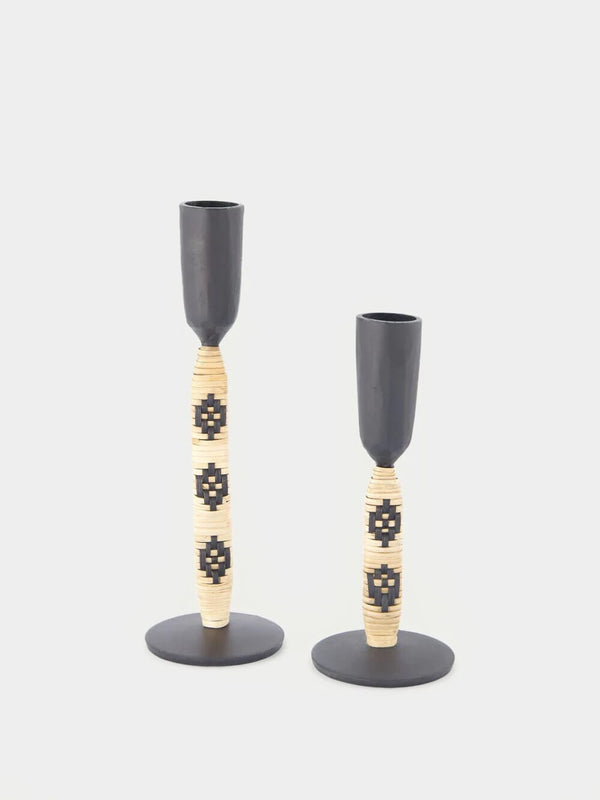 Madam StoltzSet of Two Black Iron Candle Holders at Fashion Clinic