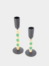 Madam StoltzSet of Two Green Iron Candle Holders at Fashion Clinic