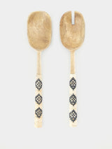 Madam StoltzWooden Salad Set with Bamboo at Fashion Clinic