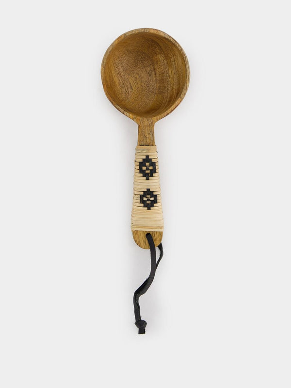 Madam StoltzWooden Serving Spoon With Rattan at Fashion Clinic