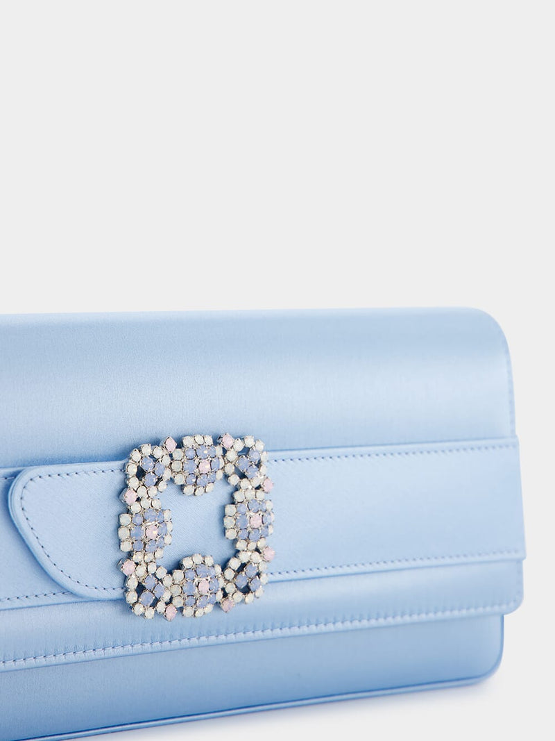 Manolo BlahnikGothisi Satin Jewel Buckle Clutch at Fashion Clinic