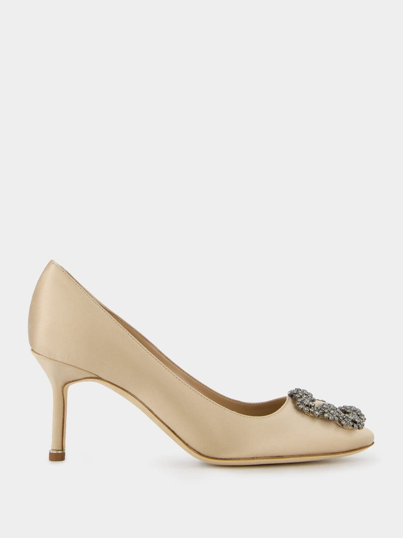 Manolo BlahnikHangisi 70mm Champagne Jewel Buckle Pumps at Fashion Clinic