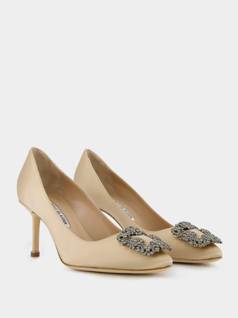 Manolo BlahnikHangisi 70mm Champagne Jewel Buckle Pumps at Fashion Clinic