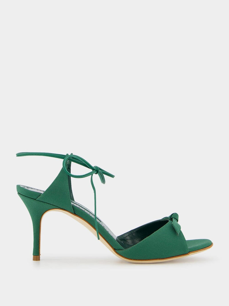 Manolo BlahnikPotasia 70mm Green Bow Sandals at Fashion Clinic