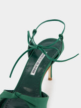 Manolo BlahnikPotasia 70mm Green Bow Sandals at Fashion Clinic