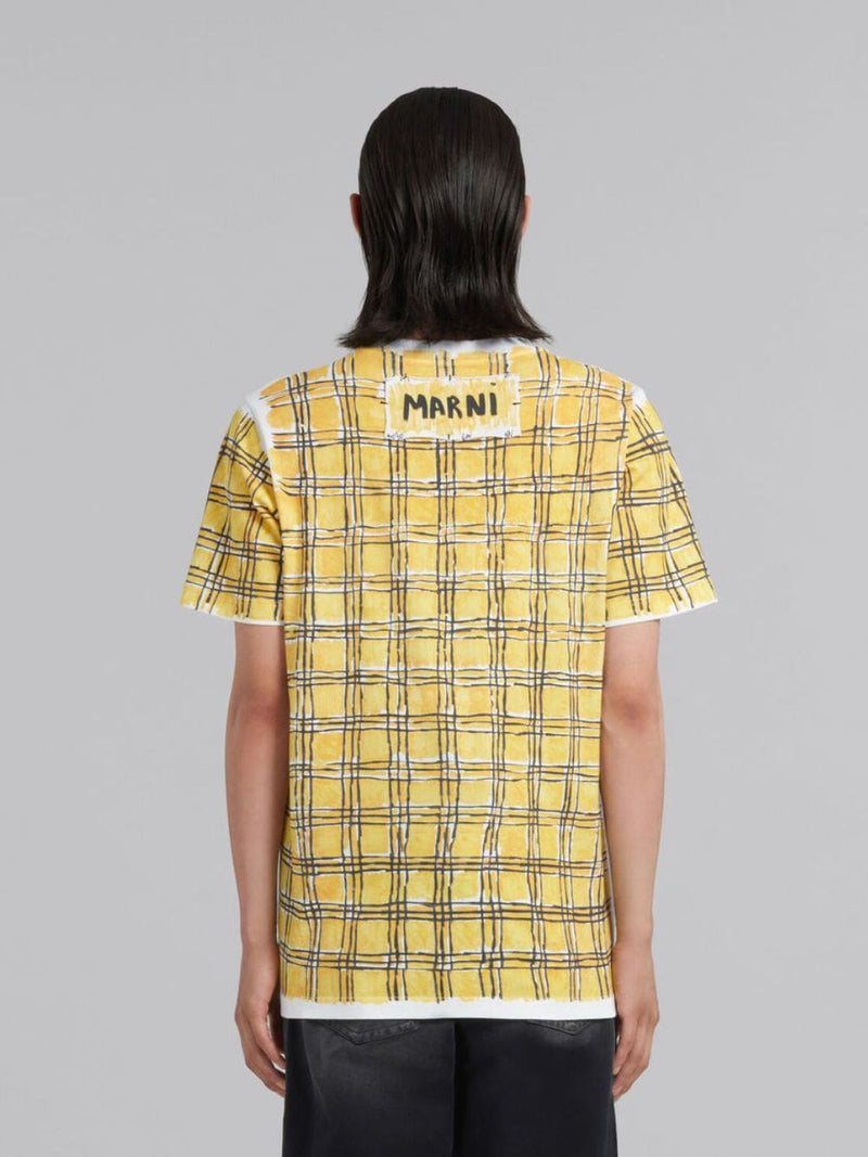 MarniCotton T-Shirt With Irregular Checked Print at Fashion Clinic
