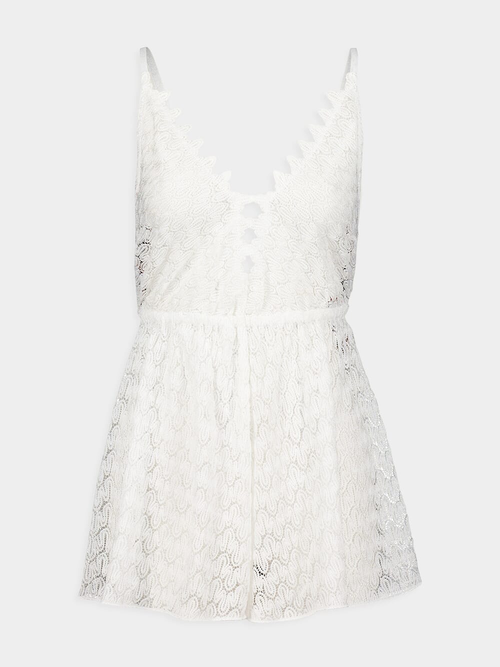 Missoni MareCrochet-Knit Semi-Sheer Playsuit in White at Fashion Clinic