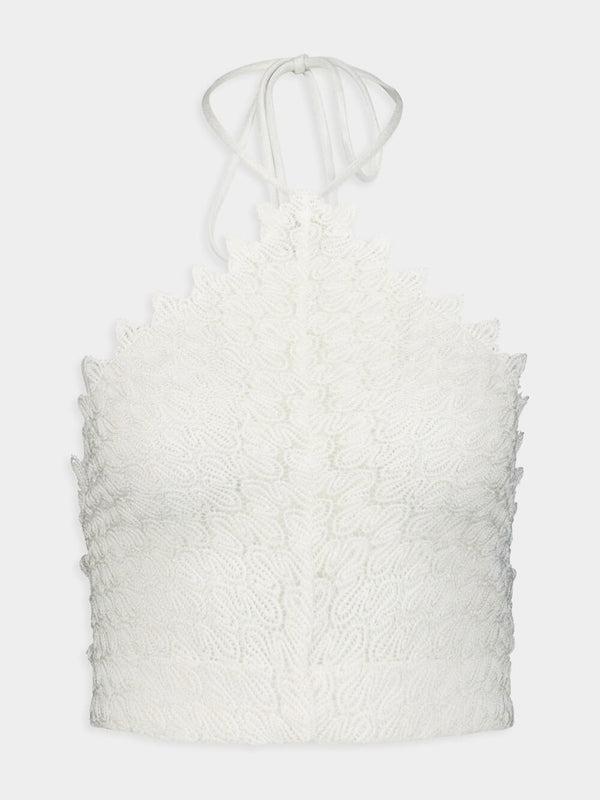 Missoni MareKnitted Halterneck Crop Top in White at Fashion Clinic