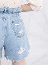 Miu MiuDenim High Waisted Shorts at Fashion Clinic
