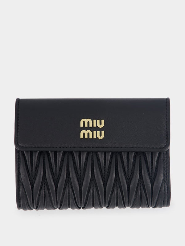 Miu MiuLogo-Lettering Matelassé Wallet at Fashion Clinic