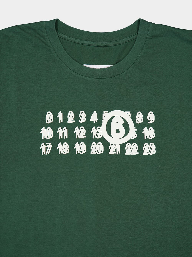 MM6 Maison MargielaLogo-Print Cotton Green T-Shirt at Fashion Clinic
