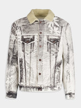 MM6 Maison MargielaPrint Silver Denim Jacket at Fashion Clinic
