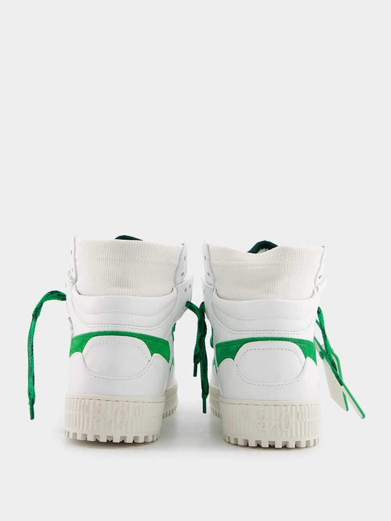 Off-White3.0 Off Court White and Green Leather Sneakers at Fashion Clinic
