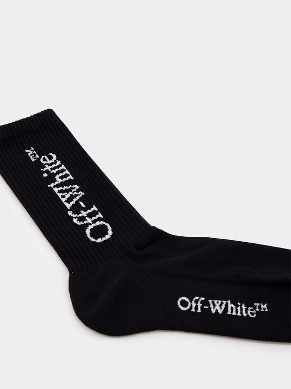 Off-WhiteLogo-Intarsia Black Cotton Blend Socks at Fashion Clinic