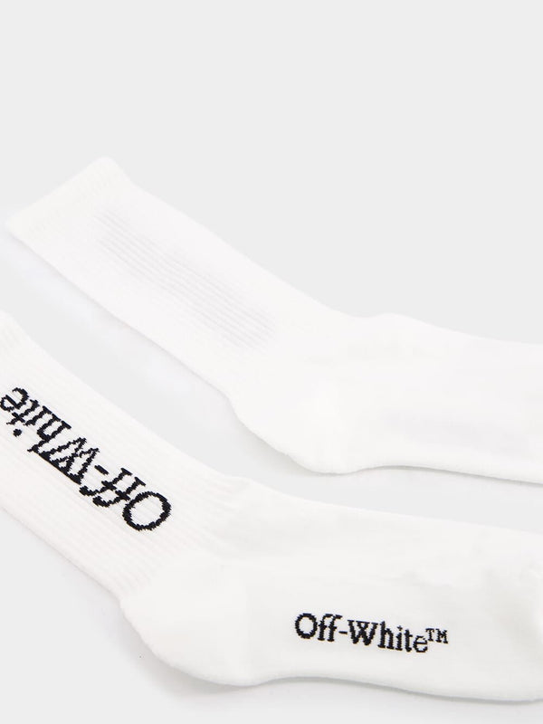 Off-WhiteLogo-Intarsia White Cotton Blend Socks at Fashion Clinic