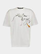 Palm AngelsFoggy Logo-Print White T-Shirt at Fashion Clinic