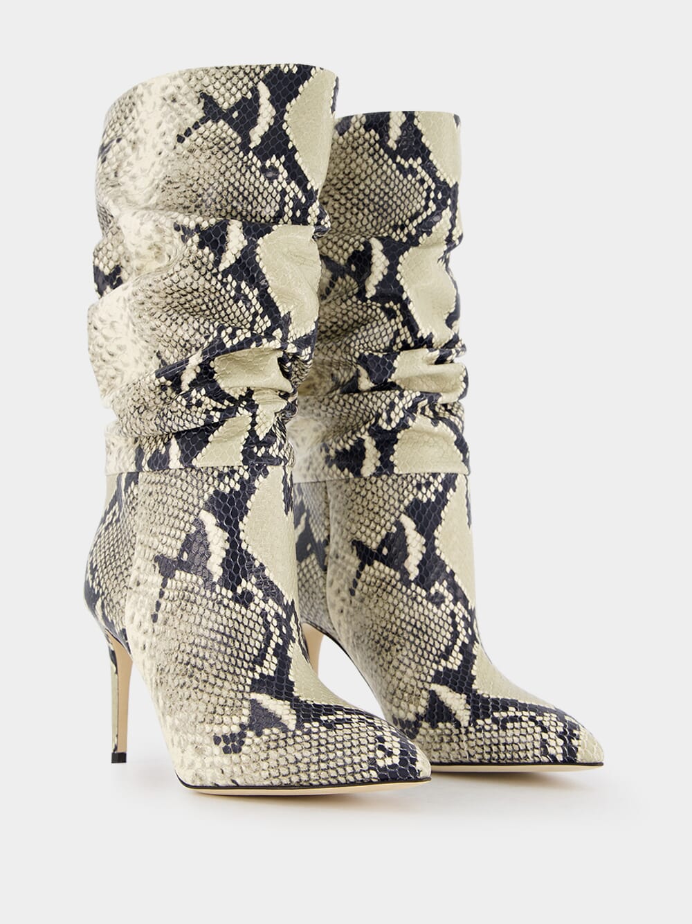 Paris TexasPython-Print Slouchy Leather Boots at Fashion Clinic