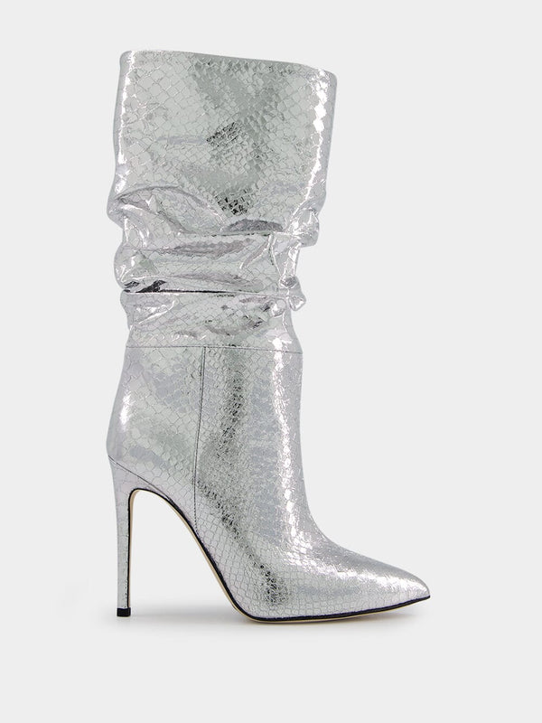 Paris TexasSnakeskin-Effect Metallic Leather Boots at Fashion Clinic