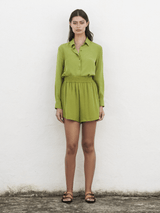 PaulaBronzita Green Silk Shorts at Fashion Clinic