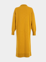 PaulaMaya Mustard V-Neck Cashmere Midi Dress at Fashion Clinic