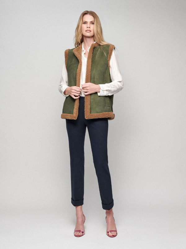 PaulaOdoria Shearling Vest With Embroidered Patch at Fashion Clinic