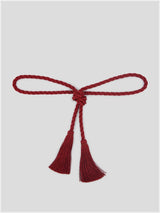 PaulaOlivina Bordeaux Tassel-Embellished Belt at Fashion Clinic