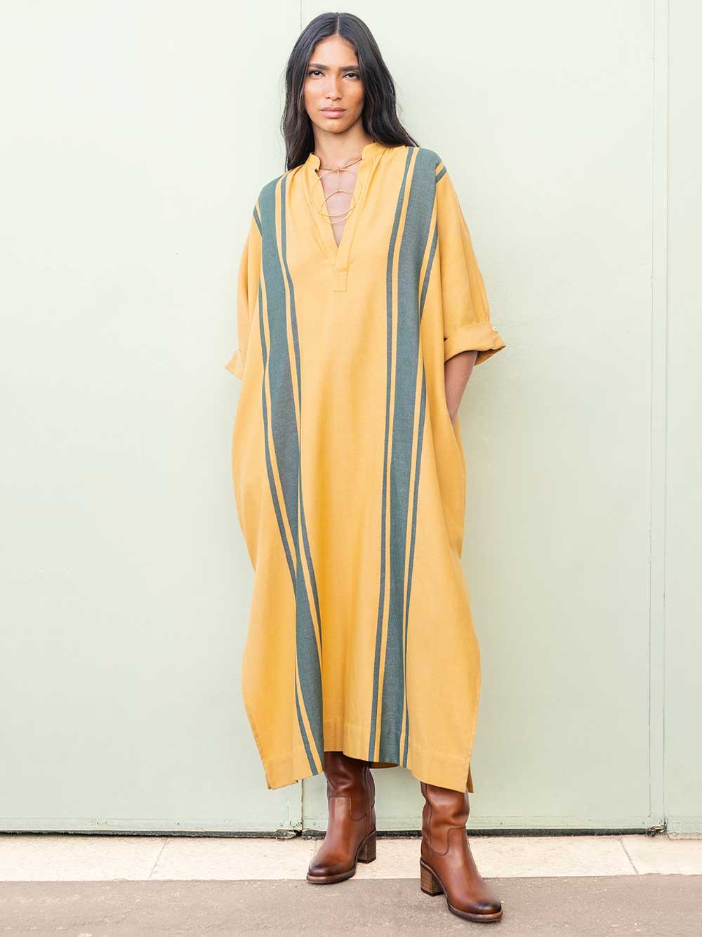 PAULA short-sleeve striped kaktan - Green