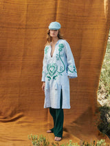 PaulaSphene Embroidered Linen Midi Dress at Fashion Clinic