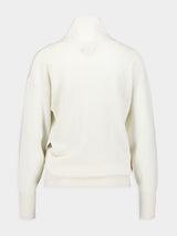 PaulaTalassa White Crossed V-Neck Cashmere Sweater at Fashion Clinic