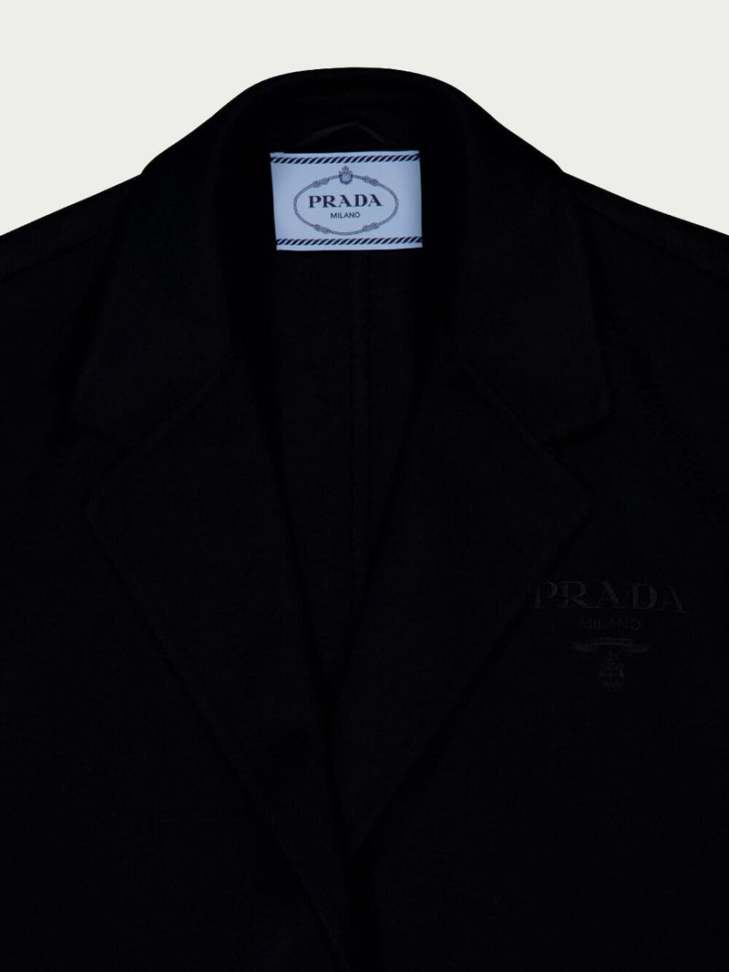 PradaLogo-Embroidered Cashmere Coat at Fashion Clinic