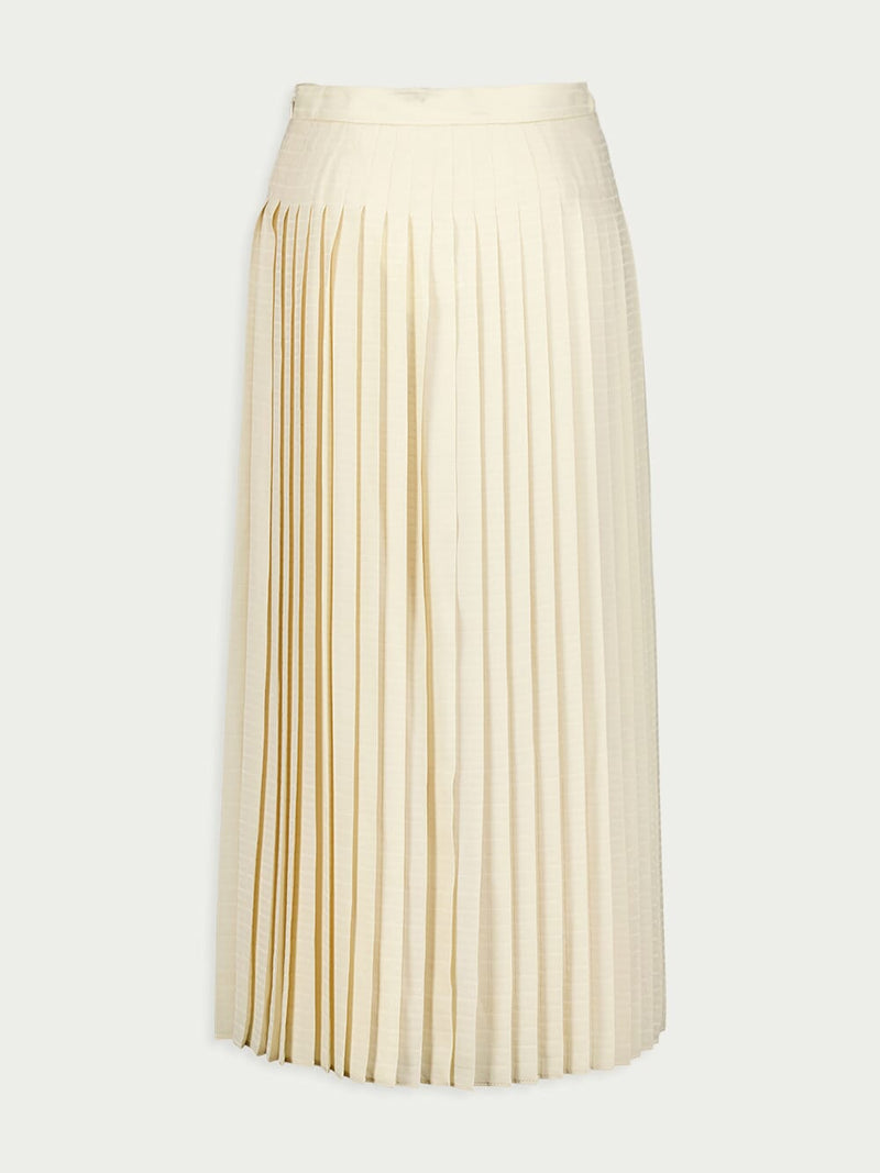 PradaLogo-Jacquard Silk Pleated Skirt at Fashion Clinic
